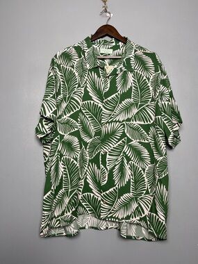 Salty Weekend NWT Men’s Palm Leaves Casual Button Down Green White Size XXL